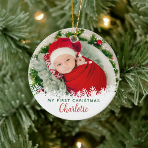 Erste Weihnachten als Oma & Opa Custom Foto Keramik Ornament