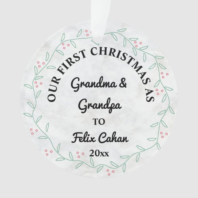 Erste Weihnachten als Oma & Opa Custom Foto Ornament (Vorderseite)