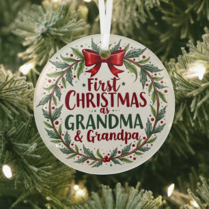 Erste Weihnachten als Oma & Opa Urlaub Ornament Aus Glas