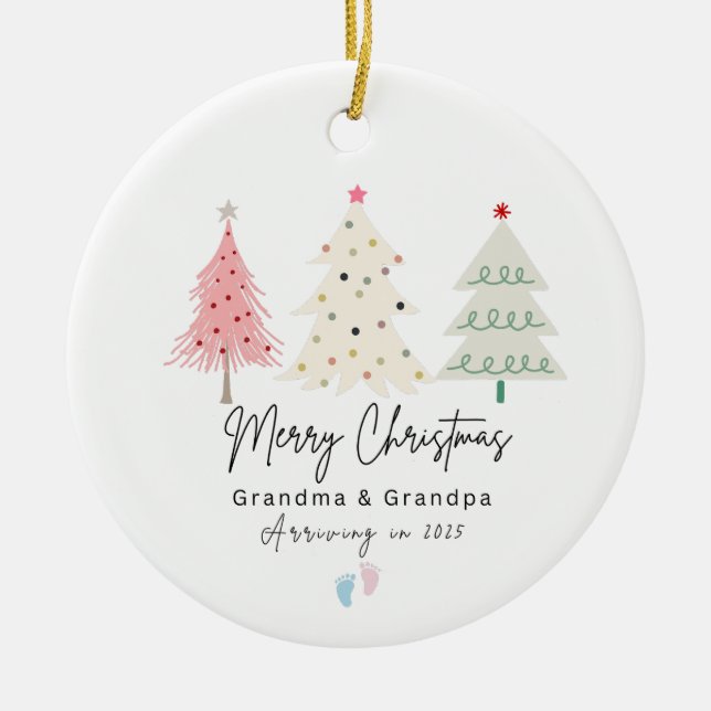 Erste Weihnachten als Oma und Opa-Ornament Keramik Ornament (Vorne)