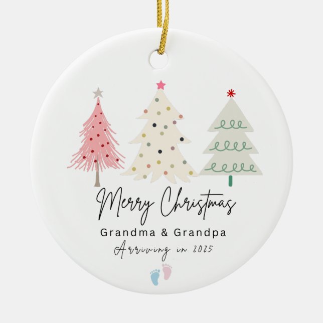 Erste Weihnachten als Oma und Opa-Ornament Keramik Ornament (Vorne)