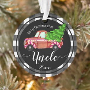 Erste Weihnachten als Onkel Red Truck Foto Ornament