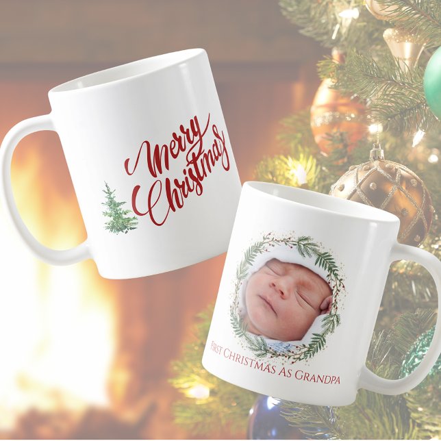 Erste Weihnachten als Opa Frohe Weihnachten Niedli Kaffeetasse (First Christmas as Grandpa Merry Christmas Cute Coffee Mug)