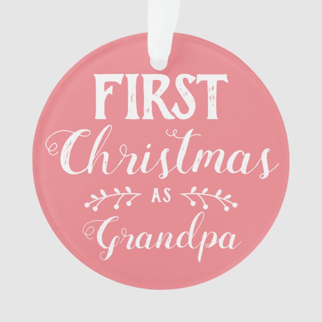 Erste Weihnachten als Opa pink & weiß mit Foto Ornament (Vorderseite)