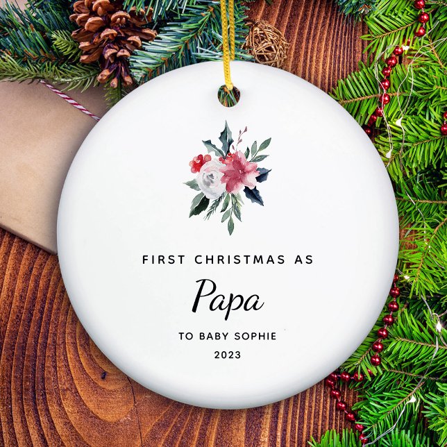 Erste Weihnachten als Papa | Einfach und elegant Keramik Ornament (A holiday keepsake for his first Christmas as Papa)
