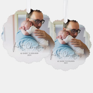 Erste Weihnachten als Papa Name Jahr Foto Ornament Karte