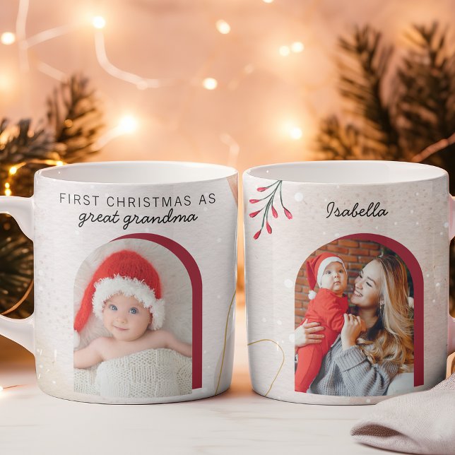 Erste Weihnachten als Red Arch Custom Foto Kaffeetasse (Von Creator hochgeladen)
