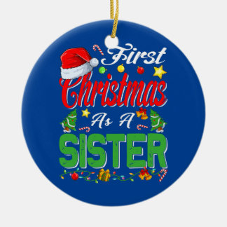 Erste Weihnachten als Schwester Weihnachtsmannmütz Keramik Ornament
