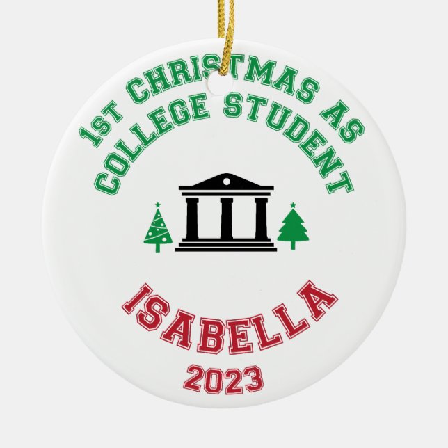 Erste Weihnachten als Studentenschmuck Keramik Ornament (Vorne)