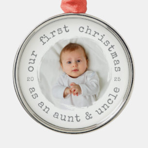 Erste Weihnachten als Tante & Onkel - Schreibmasch Ornament Aus Metall