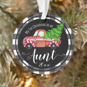 Erste Weihnachten als Tante Red Truck Ornament