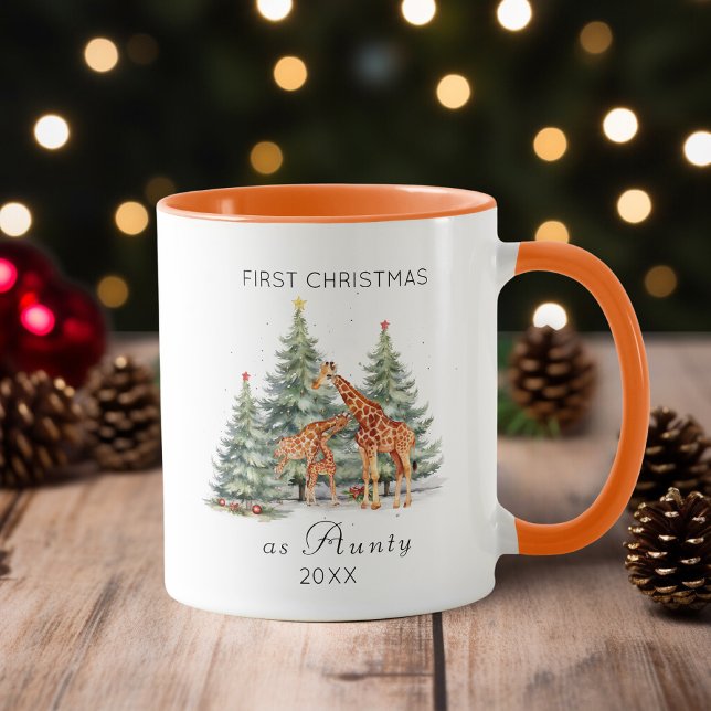 Erste Weihnachten als Tante Watercolor Niedliche G Tasse (Von Creator hochgeladen)