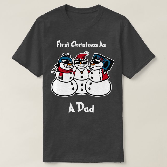 Erste Weihnachten als Vater Funny Christmas Snowmi T-Shirt (Design vorne)