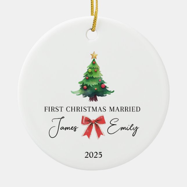 Erste Weihnachten als Verheiratetes Ornament, Hoch Keramik Ornament (Vorne)