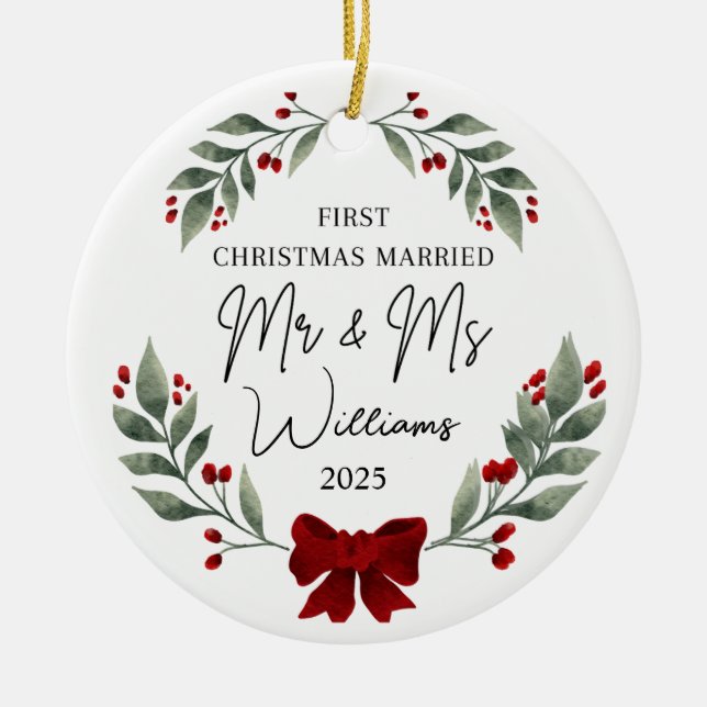 Erste Weihnachten als Verheiratetes Ornament, Hoch Keramik Ornament (Vorne)