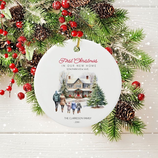 Erste Weihnachten auf der neuen Zuhause | 3 Kinder Keramik Ornament (Von Creator hochgeladen)