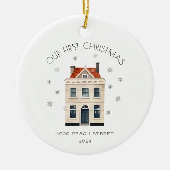 Erste Weihnachten auf der neuen Zuhause Keramik Ornament (Vorne)
