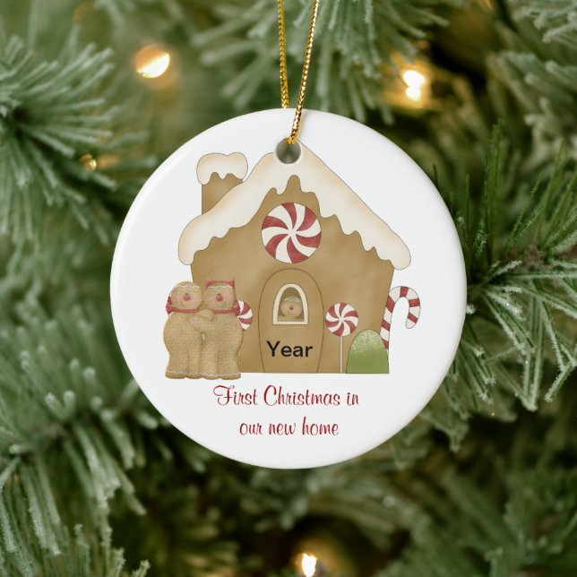 Erste Weihnachten auf unserer neuen Zuhause Keramik Ornament (Baum)