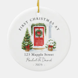 Erste Weihnachten bei New Address Red Door Keramik Ornament