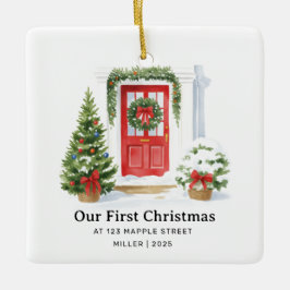 Erste Weihnachten bei New Address - Red Door Keramikornament