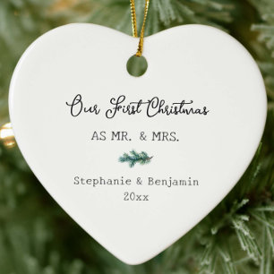 Erste Weihnachten Frau Winter Branch Einfaches Fot Keramik Ornament