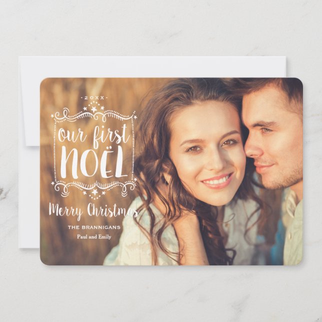 Erste Weihnachten-frohe Feiertagskarte (Vorderseite)