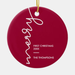 Erste Weihnachten, frohe moderne Schrift | FOTO Keramik Ornament
