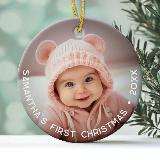 Erste Weihnachten für Baby - einfaches Foto geboge Keramik Ornament (Personalized Photo Ornament)