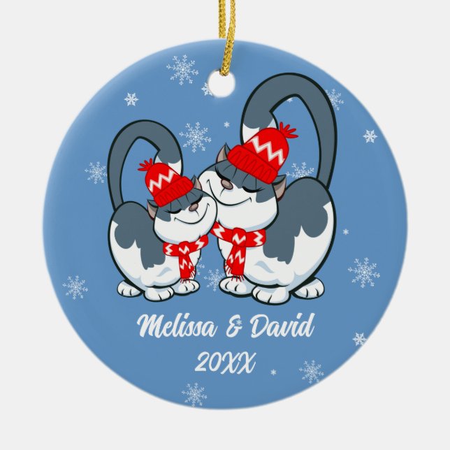 Erste Weihnachten gemeinsam.Custom Weihnachtsschmu Keramikornament (Vorne)