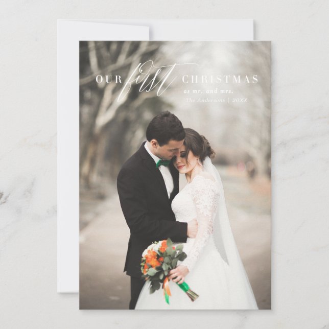 Erste Weihnachten Herr & Mrs. Holiday Foto Card (Vorderseite)