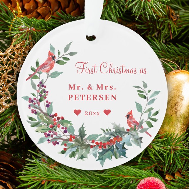 Erste Weihnachten Herr und Frau floral elegante ru Ornament (Von Creator hochgeladen)