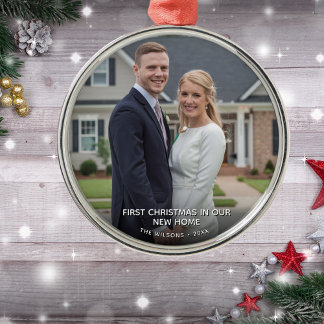 Erste Weihnachten im New Zuhause Foto Ornament Aus Metall