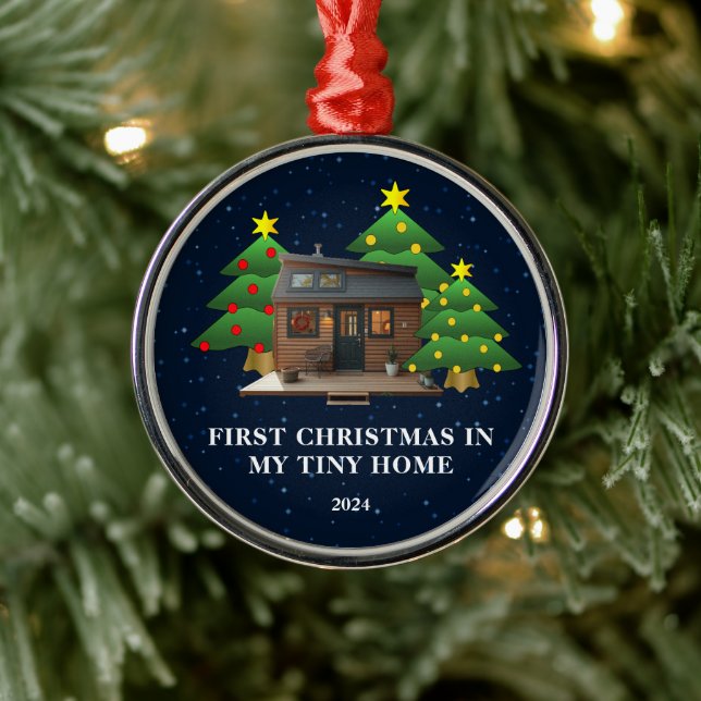 Erste Weihnachten in meiner Tiny Zuhause rustikal Ornament Aus Metall (Baum)