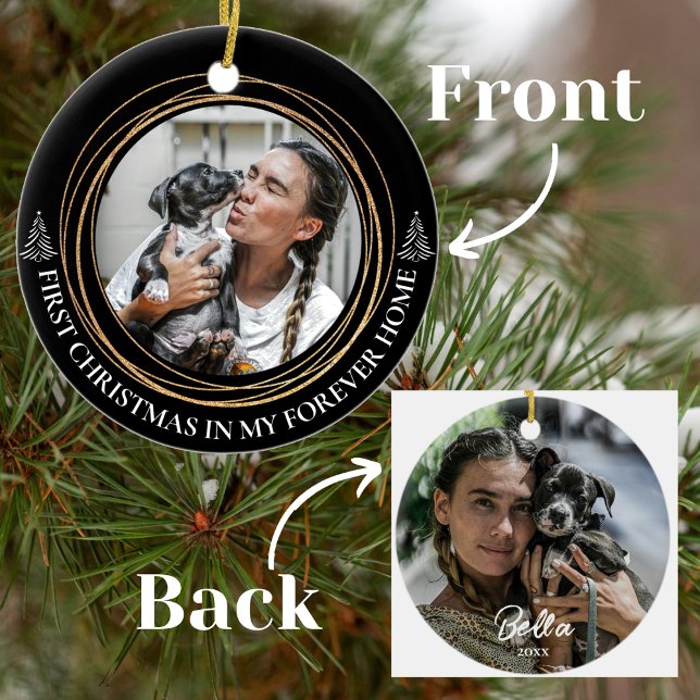 Erste Weihnachten in My Forever Zuhause Pet Fotos Keramik Ornament (Von Creator hochgeladen)