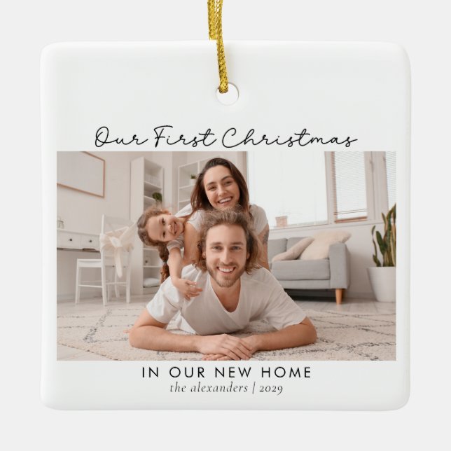 Erste Weihnachten in New Zuhause 2 Foto Keramikornament (Vorderseite)