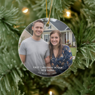 Erste Weihnachten in New Zuhause Foto Couple Keramik Ornament