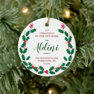 Erste Weihnachten in New Zuhause Personalisierter  Keramik Ornament