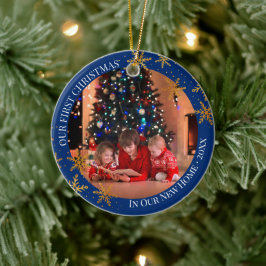 Erste Weihnachten in New Zuhause Snowflakes und Fo Keramik Ornament