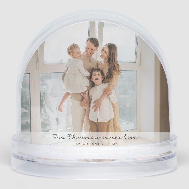 Erste Weihnachten in unserem neuen Zuhause Double  Schneekugeln (Vorderseite)