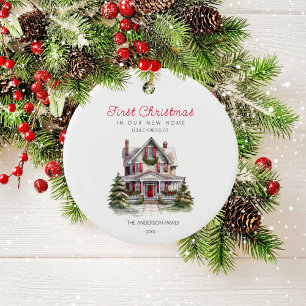 Erste Weihnachten in unserem neuen Zuhause-Familie Keramik Ornament