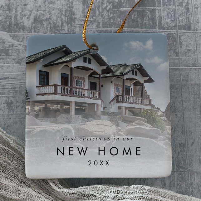 Erste Weihnachten in unserem neuen Zuhause-Foto Keramikornament (Von Creator hochgeladen)
