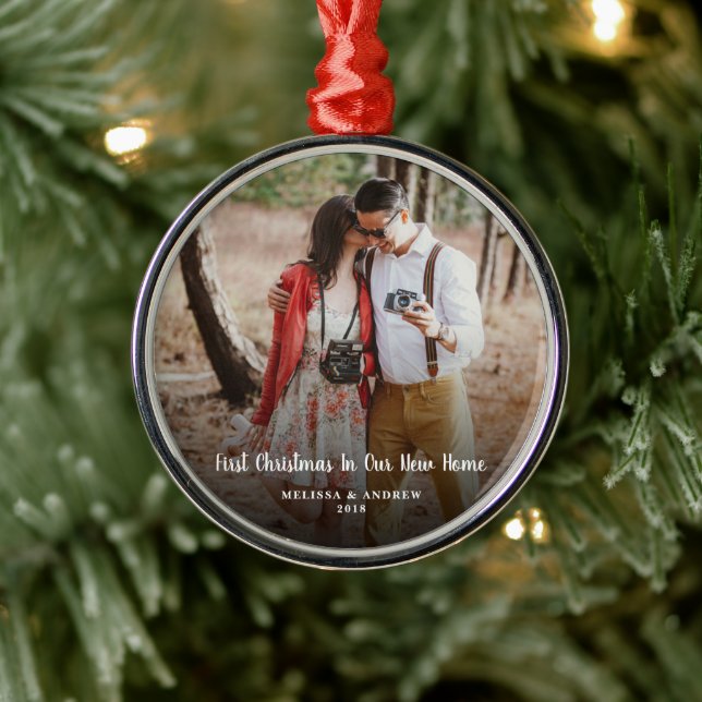 Erste Weihnachten in unserem neuen Zuhause-Foto Ornament Aus Metall (Baum)