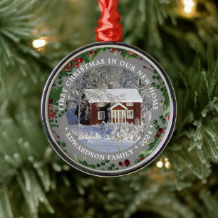 Erste Weihnachten in unserem neuen Zuhause-Foto Ornament Aus Metall