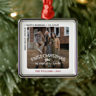 Erste Weihnachten in unserem neuen Zuhause-Foto Ornament Aus Metall