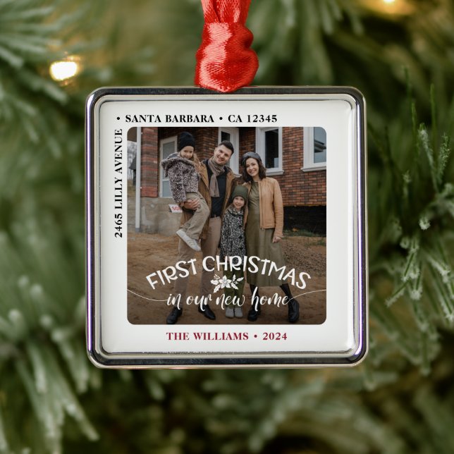 Erste Weihnachten in unserem neuen Zuhause-Foto Ornament Aus Metall (Baum)