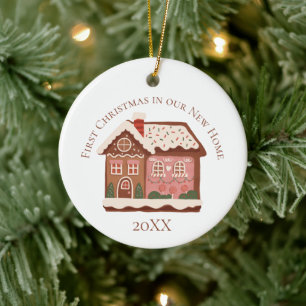 Erste Weihnachten in unserem neuen Zuhause Gingerb Keramik Ornament