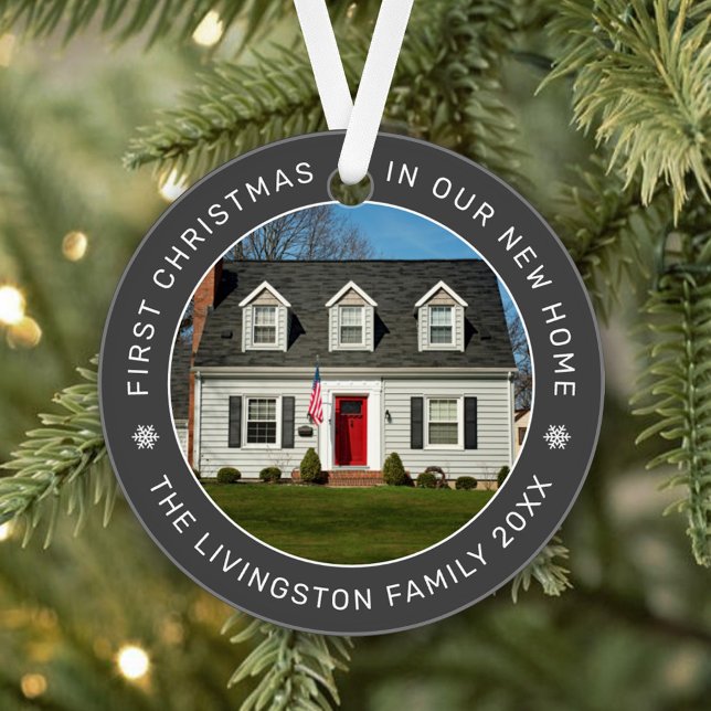 Erste Weihnachten in unserem neuen Zuhause Grau Cu Ornament (Von Creator hochgeladen)