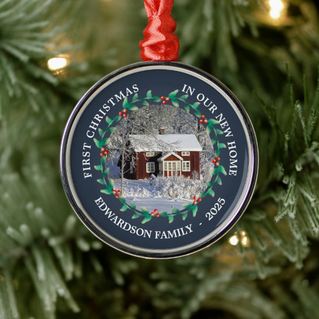 Erste Weihnachten in unserem neuen Zuhause House-F Ornament Aus Metall (Baum)
