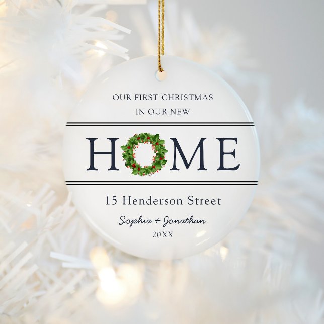 Erste Weihnachten in unserem neuen Zuhause Weihnac Keramik Ornament (Von Creator hochgeladen)