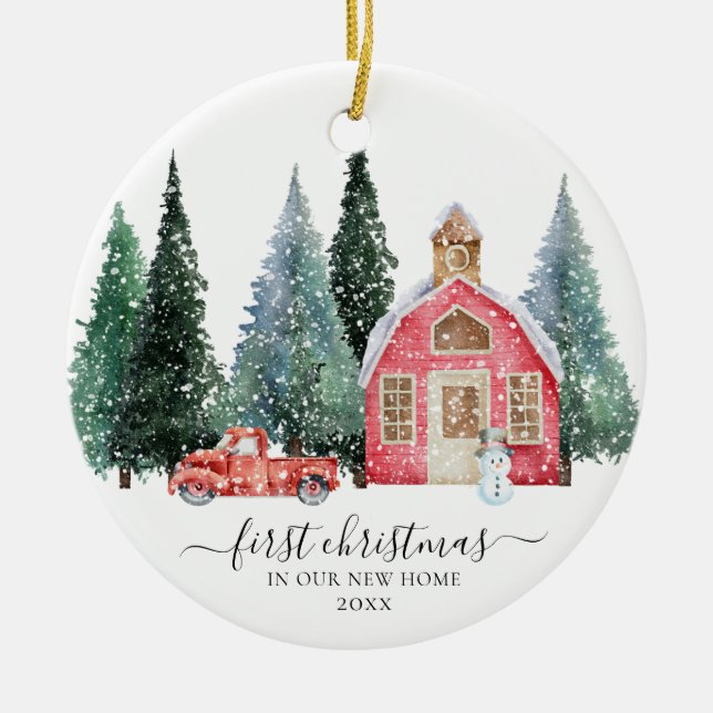 Erste Weihnachten in unserem New Zuhause Ornament (Vorne)